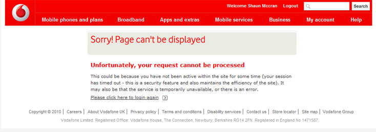 Vodafone Error